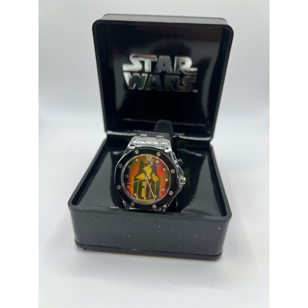 Star Wars Red Jedi Adult Wrist Watch W Rubber Band + Box 2013‎ Needs New Battery